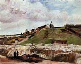 Montmartre Canvas Paintings - Montmartre the Quarry and Windmills